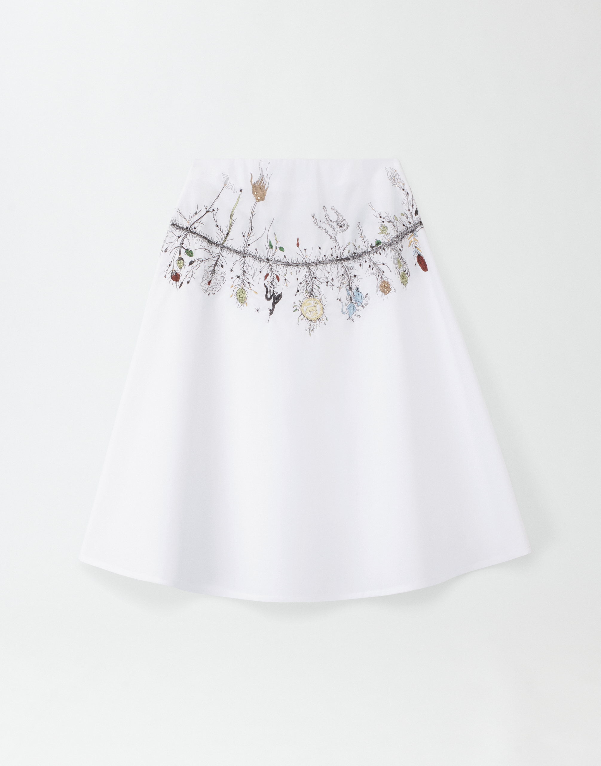 Poplin skirt with embroidery white