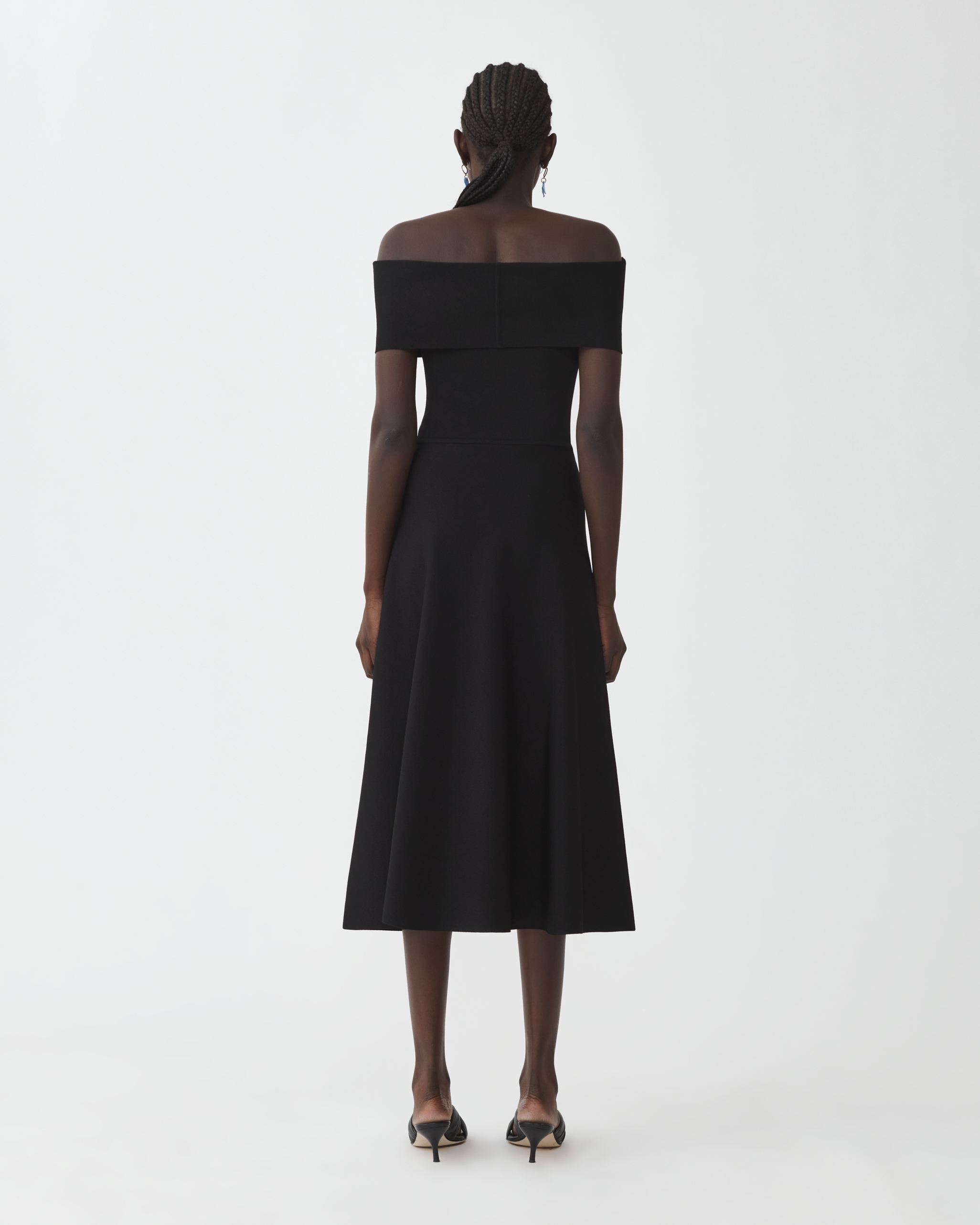 Shop Fabiana Filippi A Line Knitted Off The Shoulder Dress In Black