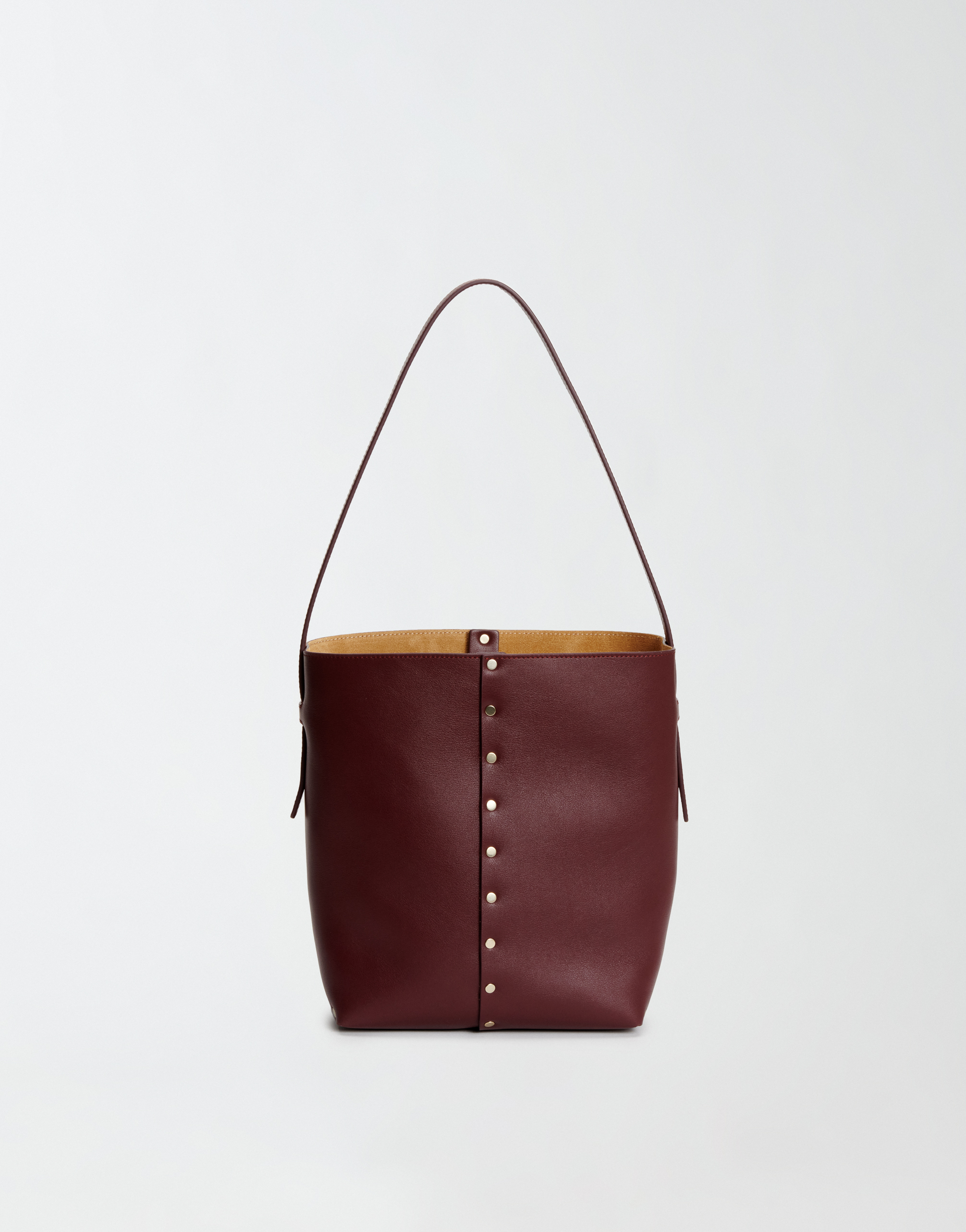 Calfskin mini bucket bag, burgundy for Women | Fabiana Filippi®