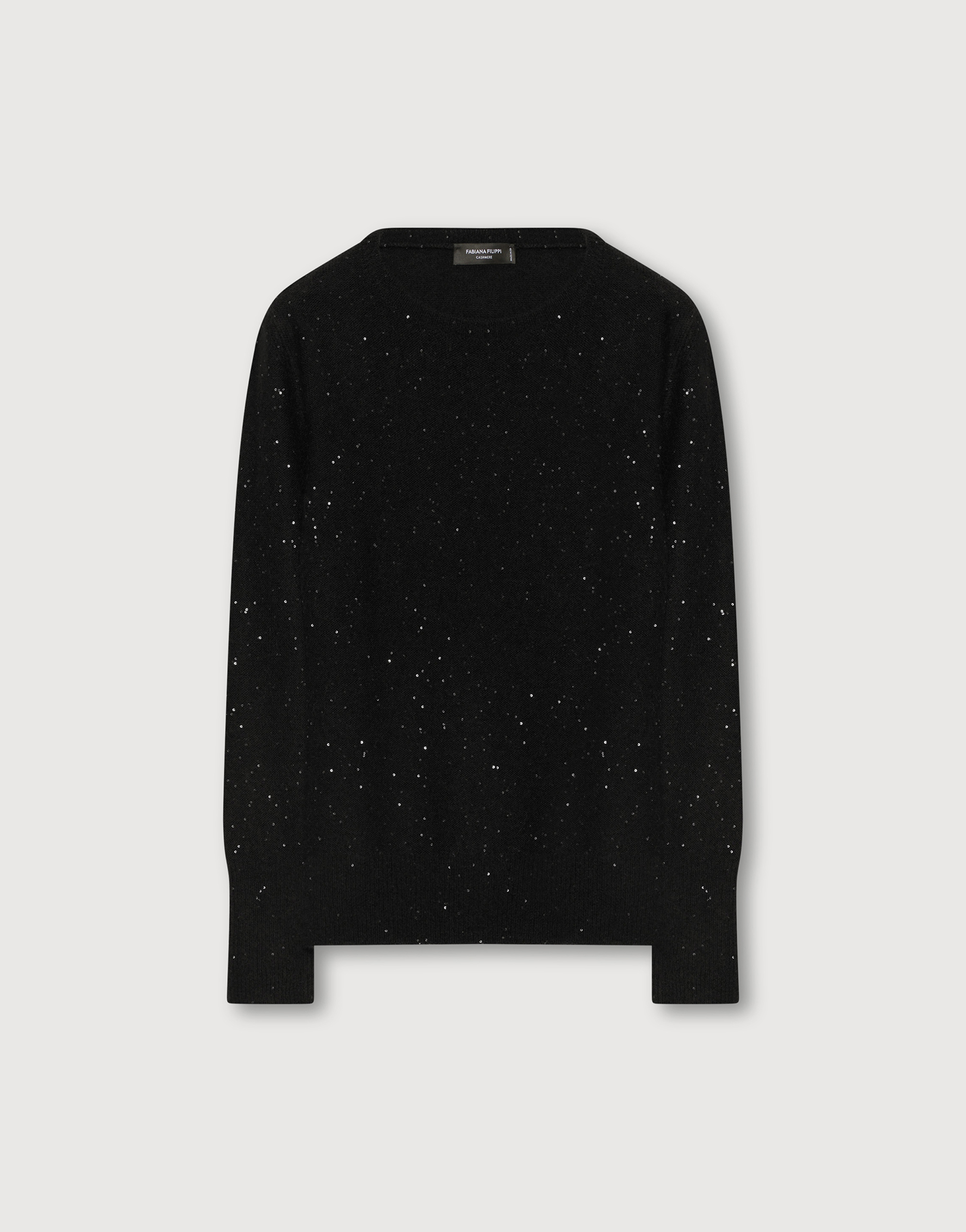 レディースウール＆シルクのセーター、ブラック ニットウェア