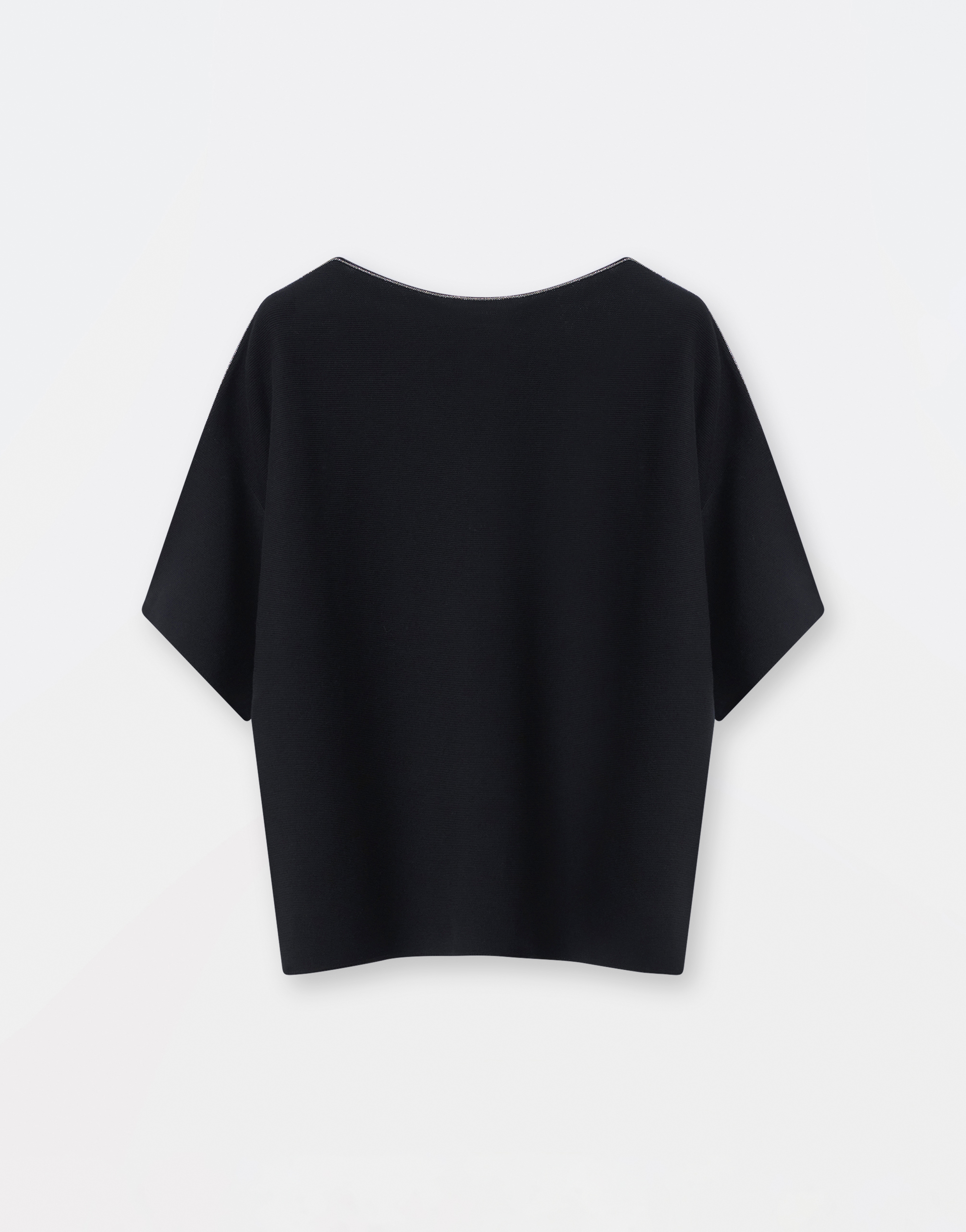 Shop Fabiana Filippi Cotton Boatneck Sweater With Brilliant Detail In Black