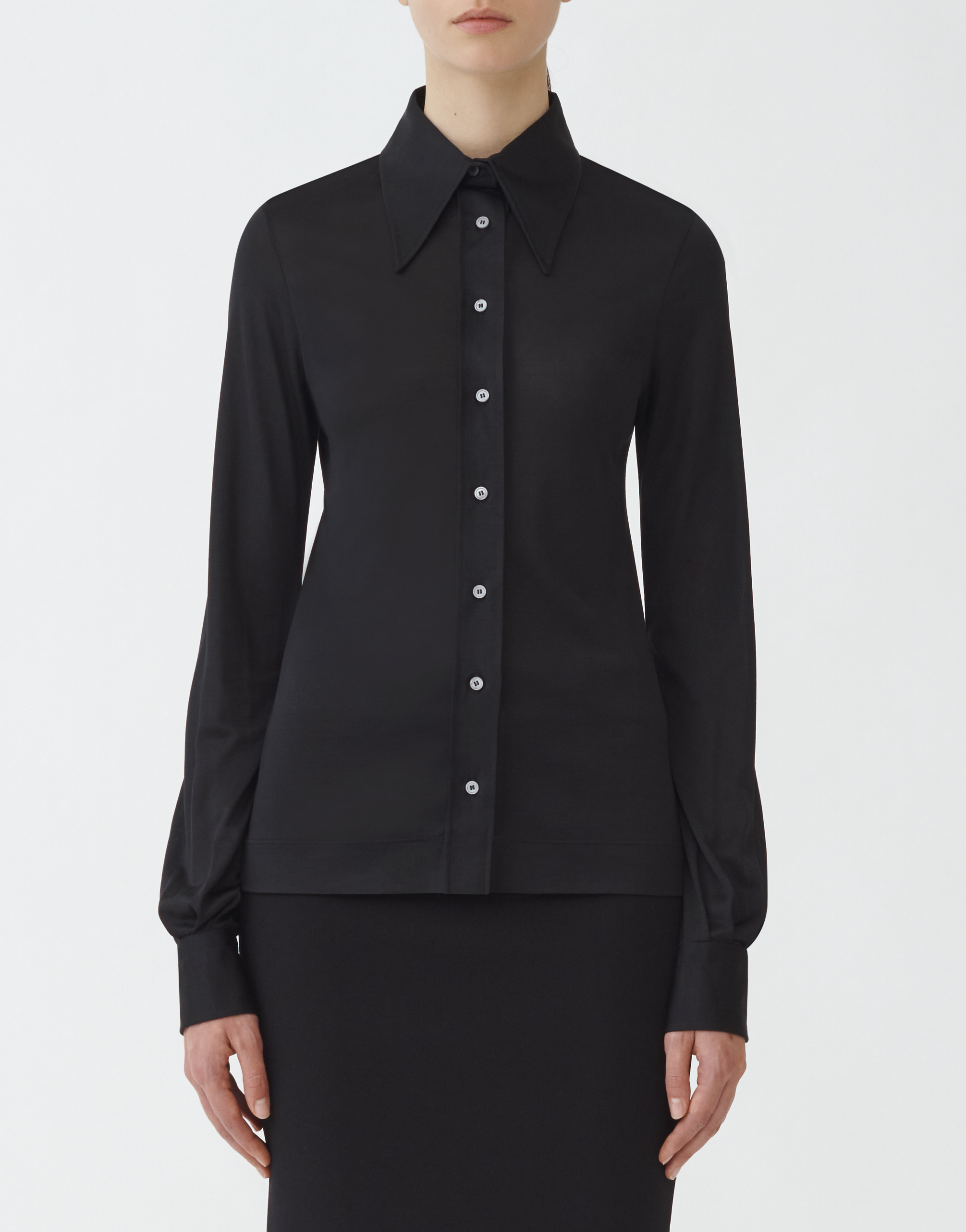 Silk jersey shirt, black Shirts for Women