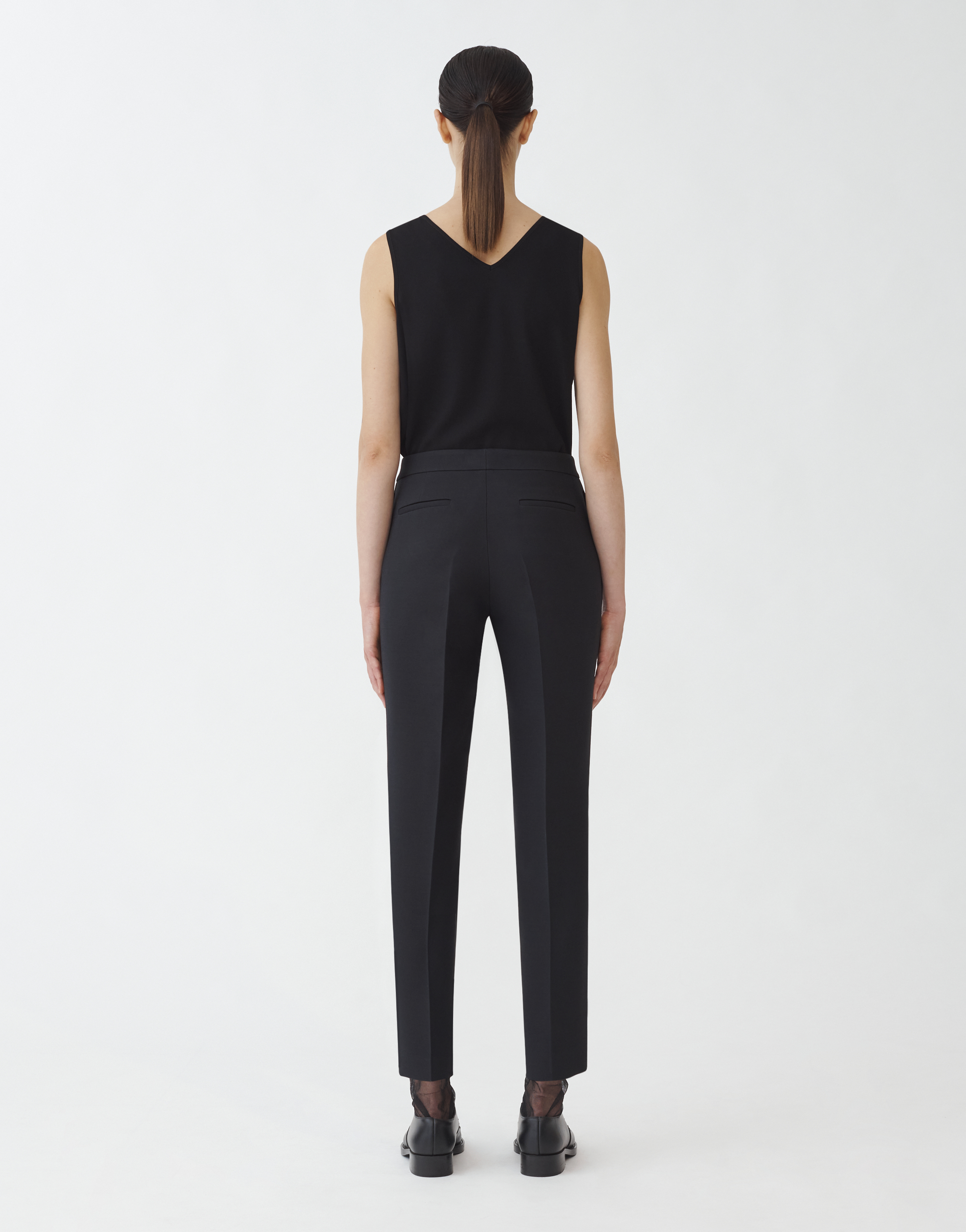 Shop Fabiana Filippi Wool Silk Crepe Regular Fit Trousers In Black