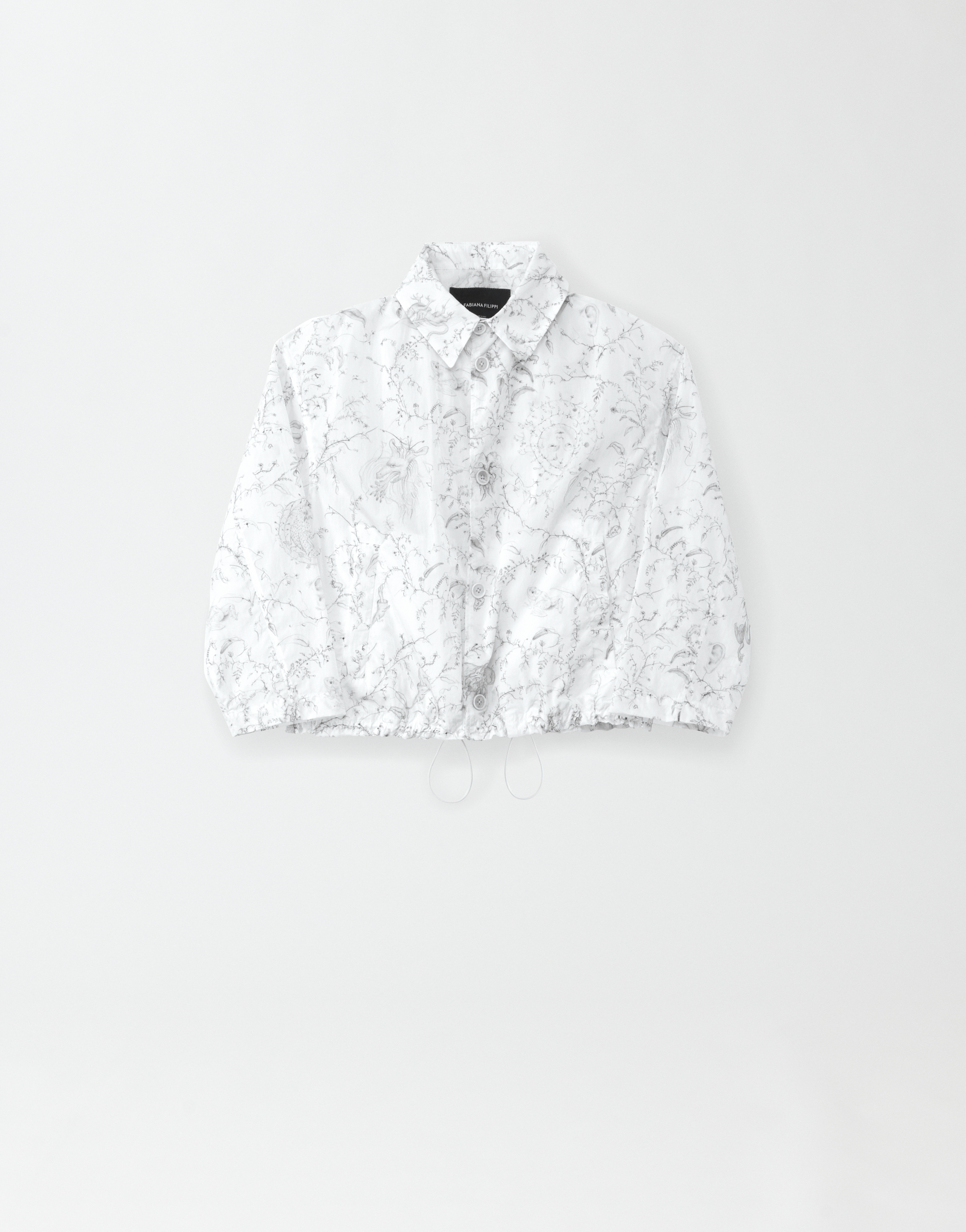 Shop Fabiana Filippi Printed Nylon Short Hooded Parka In White