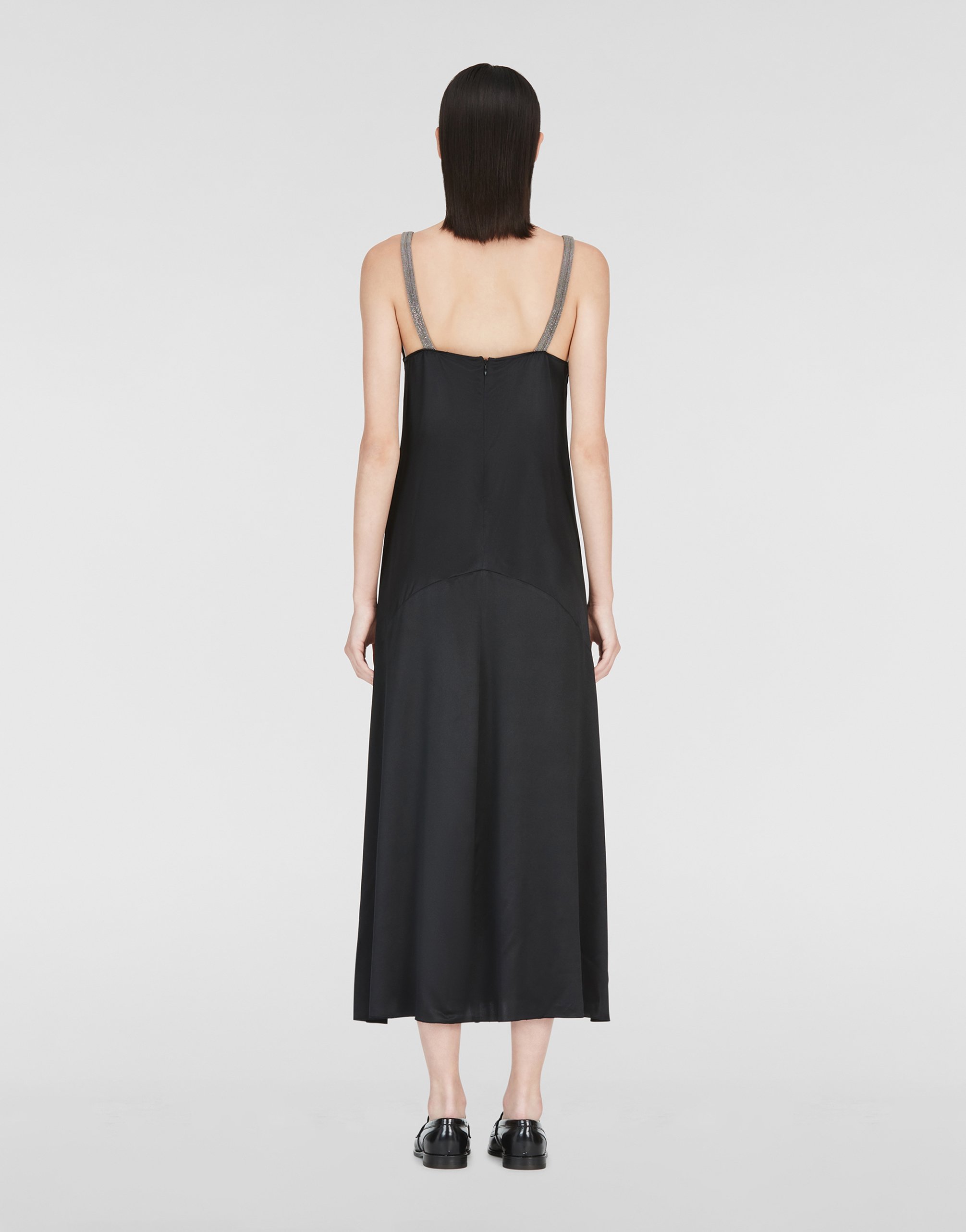 レディースシルクサテンドレス、ブラック ドレス | Fabiana Filippi
