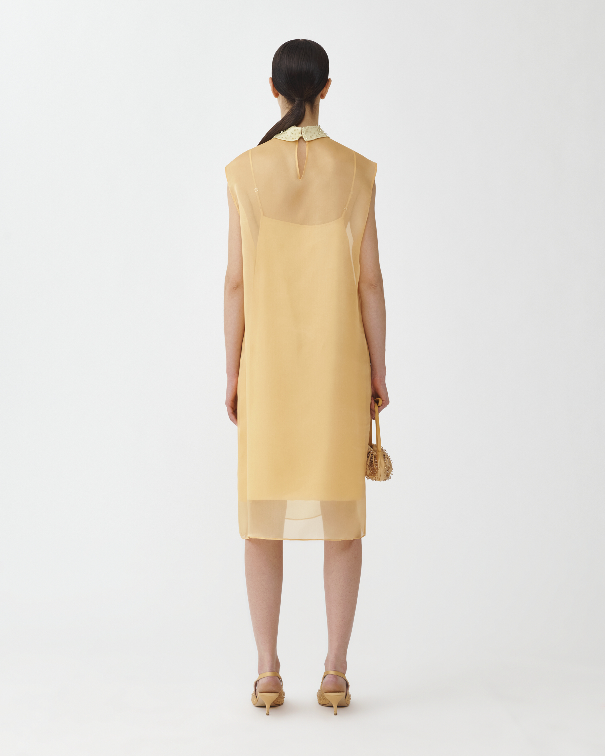 Shop Fabiana Filippi Silk Organza Dress In Mandarin/pistachio