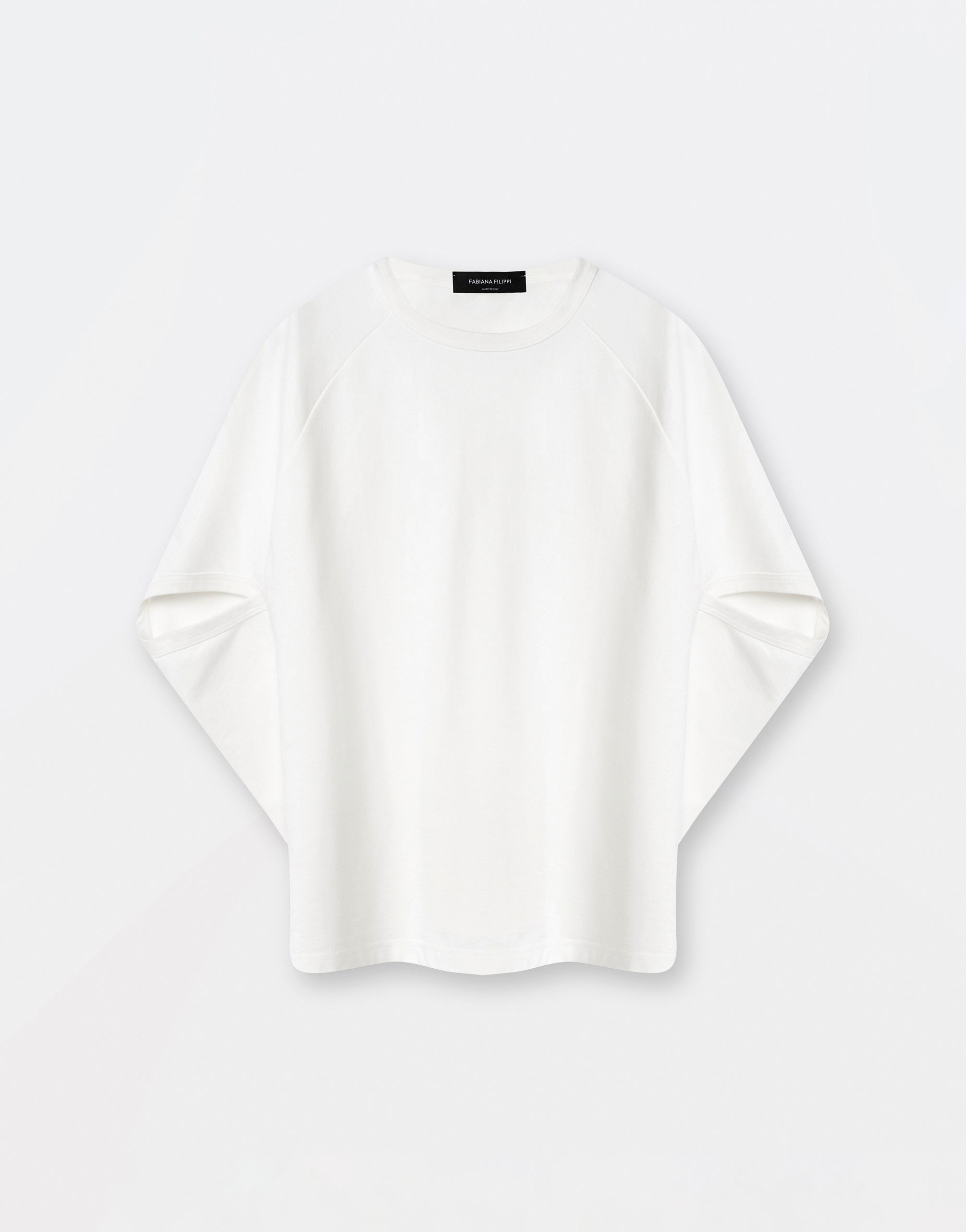 Shop Fabiana Filippi Compact Jersey T-shirt With Cap Sleeve In White