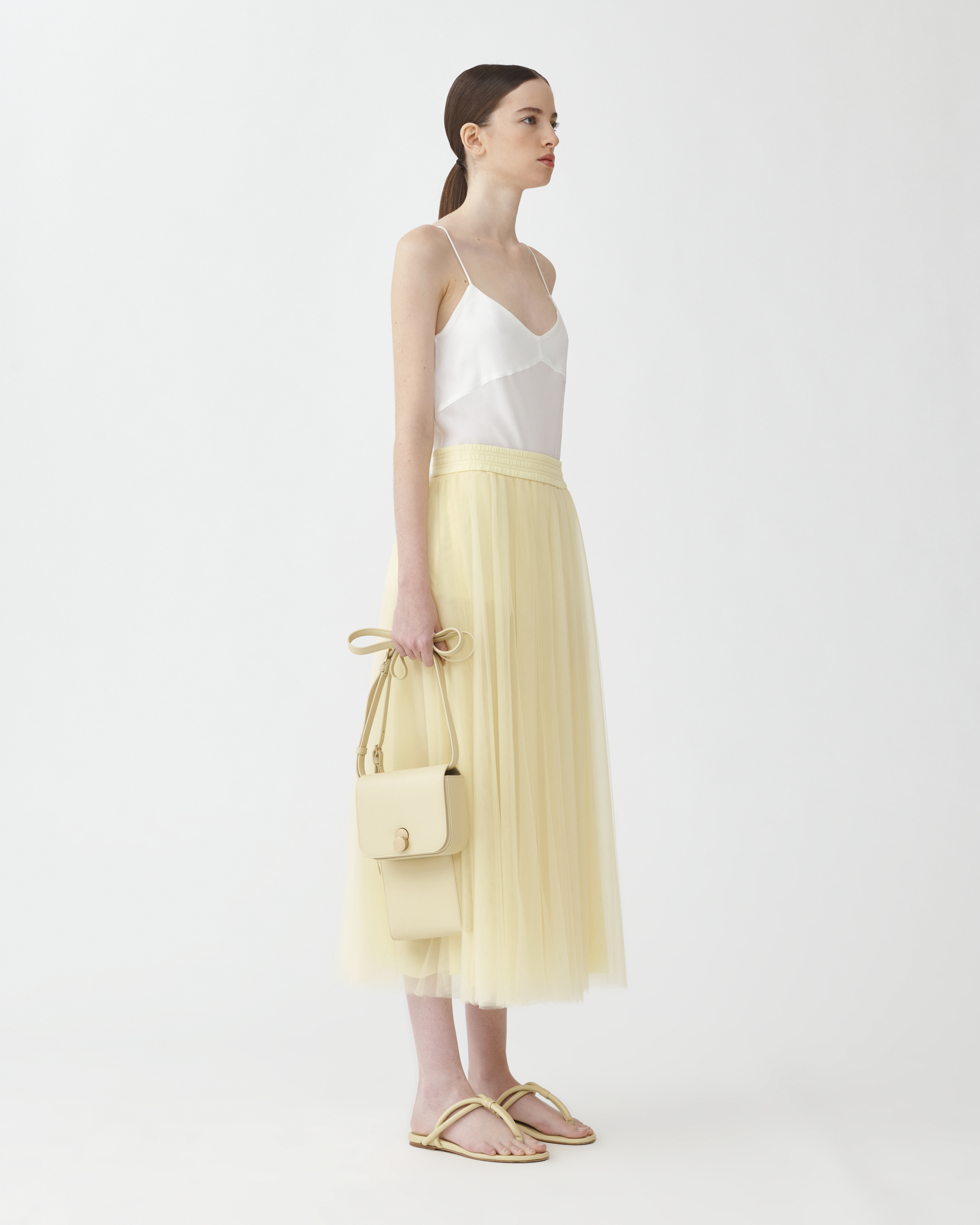 Shop Fabiana Filippi Wide Tulle Skirt In Yellow